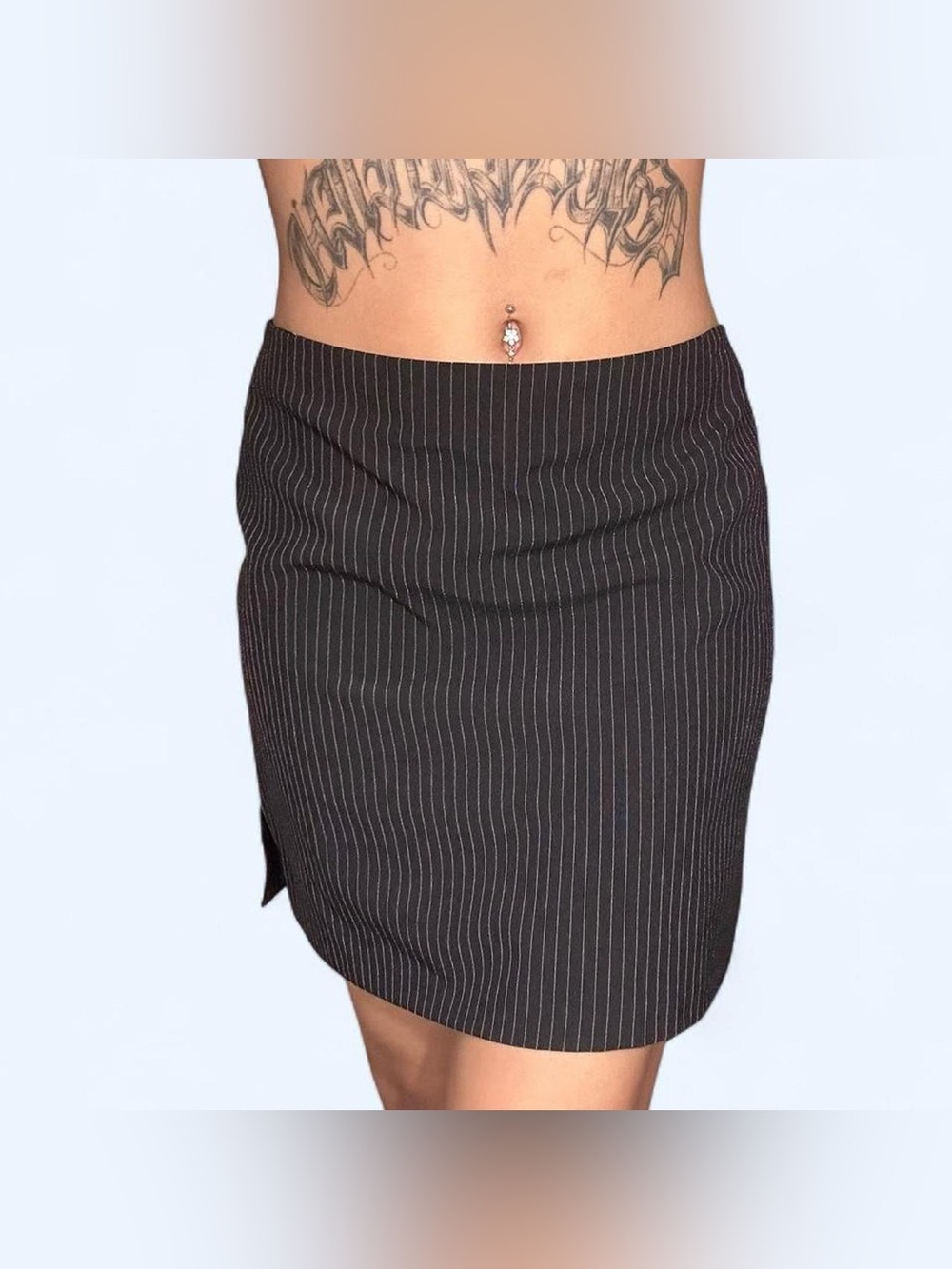 Goth Black Pinstripe Mini Skirt by Star C.C.C!
